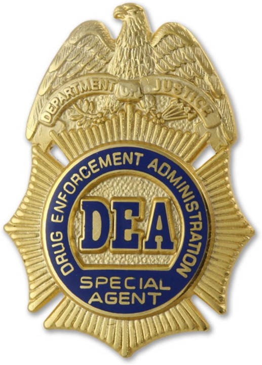 A dea badge is shown with the dea special agent logo.